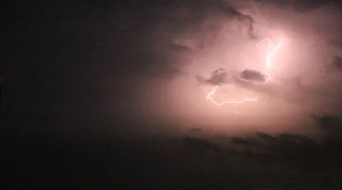 Lightning storm at night Stock Footage 65242834