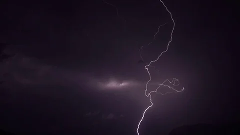 Lightning storm at night Stock Footage 81970649
