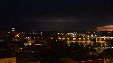 Lightning storm over Badajoz Video stock 79423153