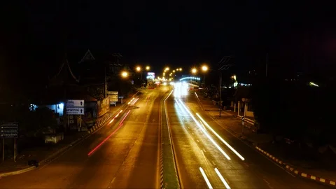 Lightning storm over the bridge and street long exposure and time lapse video. Stock Footage 109176801