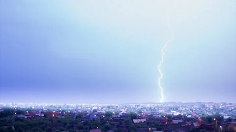 Lightning storm over city Stock Footage 38420738
