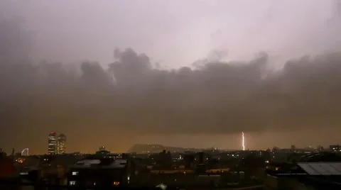 Lightning storm over the city. Stock Footage 67993764