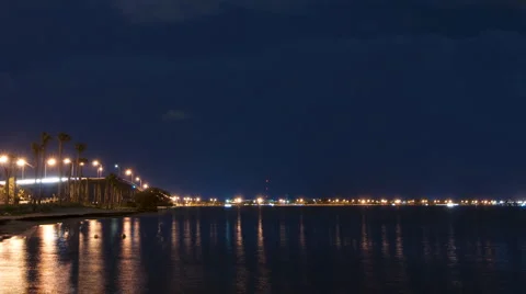 Lightning storm over Miami Stock Footage