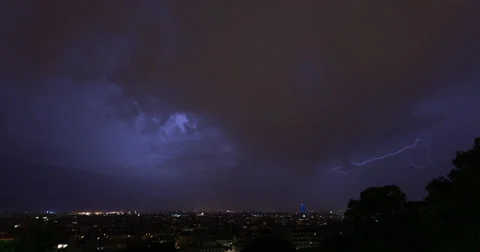 Lightning storm over Paris 4K DCI Stock Footage 39598898
