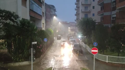 Lightning Storm Over Pistoia at evening, Tuscany, Italy on September 9, 2026. Stock Footage 345172914