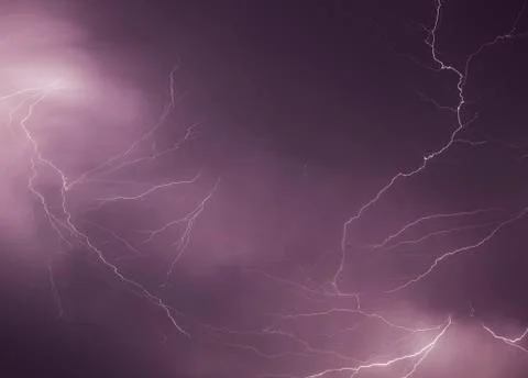 Lightning storm scene Stock Photos