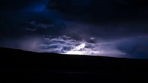 Lightning Storm Timelapse Night with Traffic Cars Passing Stock Footage 44267393