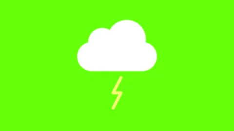 Lightning storm weather forecast cloud icon animation loop on green screen Stock Footage 316331136