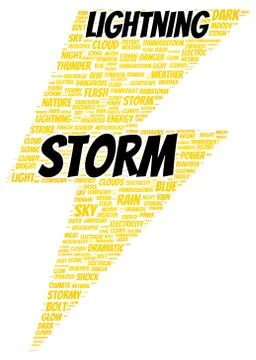 Lightning storm word cloud shape Stock Illustration