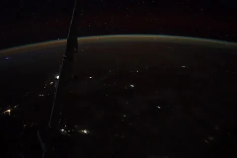 Lightning Storms from Uganda to Zanzibar Island from International Space Station Video stock 261043754