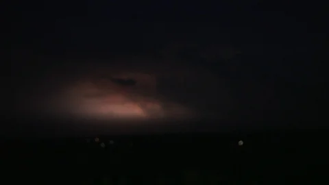 Lightning stormy strike bolt in night horizon, beautiful dark colourful weather Stock Footage 115669183