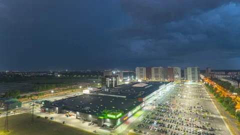 The lightning stream above the evening city. time lapse Stock Footage 160202356
