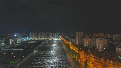 The lightning stream above the night city. time lapse Stock Footage 160201953
