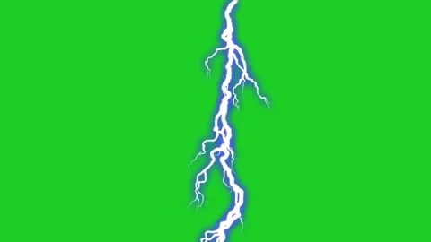 Lightning strike blue electric thunderbolt animation on green screen background Stock Footage 329964818