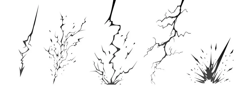 Lightning strike bolt silhouettes sequence vector illustration. Stock Illustration