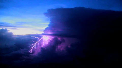 Lightning Strike Captured From Plane - Extreme Weather Stock Footage 29516219