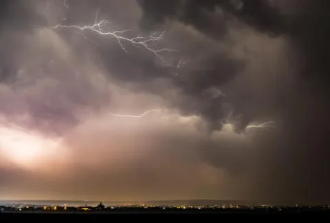 Lightning Strike In The City Stock Photos