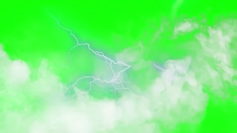 Lightning strike in clouds on green screen. Electric storm overlay for video Stock Footage 339755619