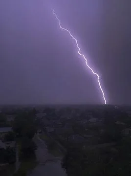 A lightning strike on the cloudy sky. Foto stock