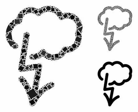 Lightning strike Composition Icon of Joggly Pieces Stock Illustration