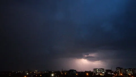 Lightning Strike On A Dark Stormy Night Video Stock Footage 279729334