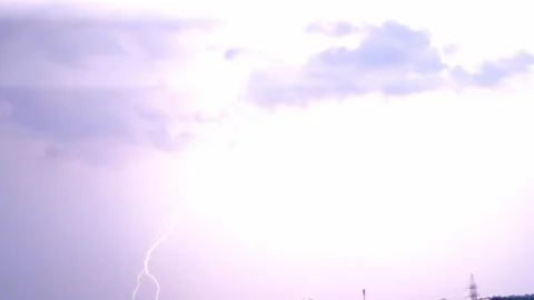 Lightning Strike On A Dark Stormy Night Video Stock Footage 279729473