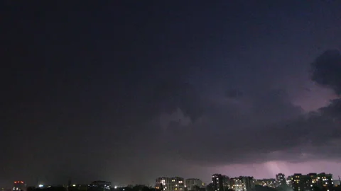 Lightning Strike On A Dark Stormy Night Video Stock Footage 279729488