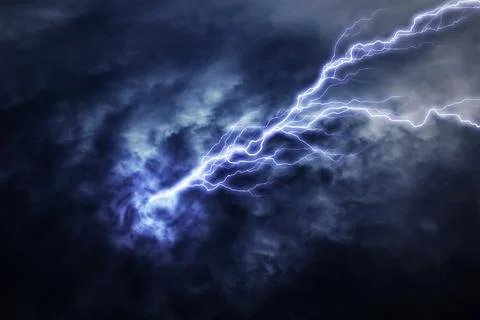 Lightning strike during an electrical storm Stock Photos