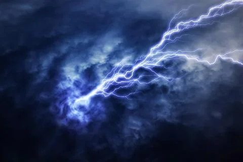 Lightning strike during an electrical storm Stock Photos