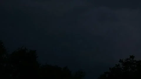 Lightning strike during the night rain over the forest Stock Footage 247720376