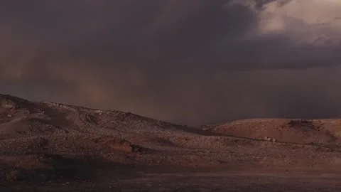 Lightning Strike At Dusk Over Mountains in the Atacama Desert, near San Stock Footage 242409973