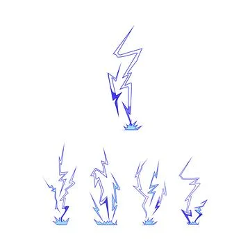 Lightning strike effects set for electrical power and energy Stock Illustration