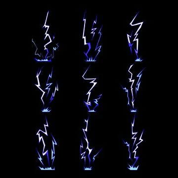 Lightning strike electricity power plasma electric discharge Ilustração Stock