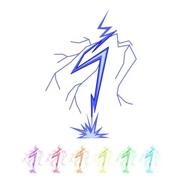 Lightning strike impacting ground creating explosive energy graphic Stock Illustration