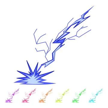 Lightning strike impacting ground creating electric explosion graphic Stock Illustration