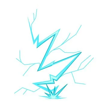 Lightning strike impacting ground with electric discharge illustration Stock Illustration