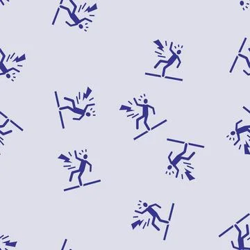 Lightning strike man accident glyph seamless pattern Stock Illustration