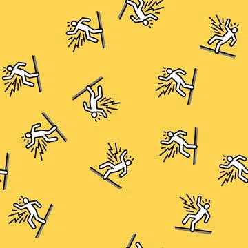Lightning strike man accident vector seamless pattern Stock Illustration