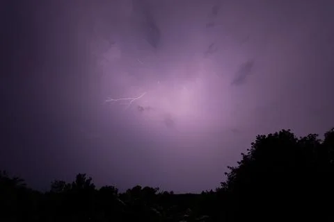 Lightning strike at night Stock Photos