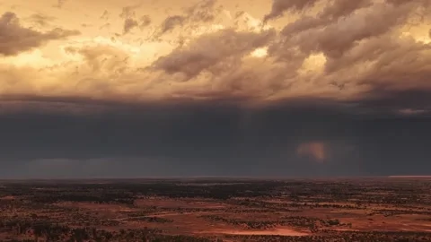 Lightning Strike Over Australian Outback During Storm 1 Stock Footage 311080437