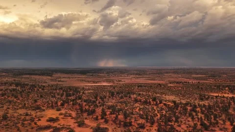 Lightning Strike Over Australian Outback During Storm 2 Stock Footage 311081384