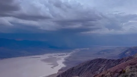 Lightning strike from a rare thunderstorm in Death Valley Stock Footage 330516872