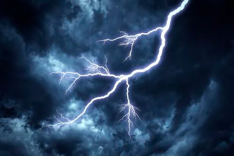 Lightning strike on the sky. Stock Photos