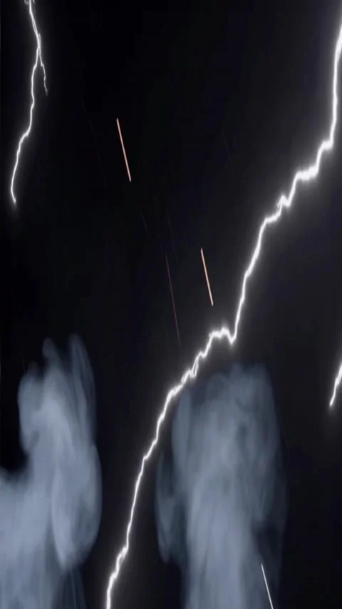 Lightning Strike Vertical Storm Smoke Motion Effect Stockbeeldmateriaal 346500695