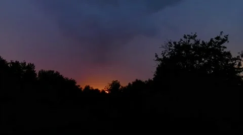 Lightning Strikes And Flashes Over The Forest During Sunset Stock Footage 171416415