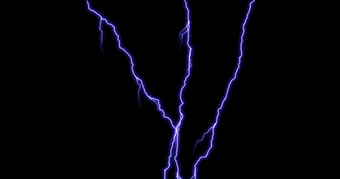 Lightning strikes on black background Stock Footage 132884089