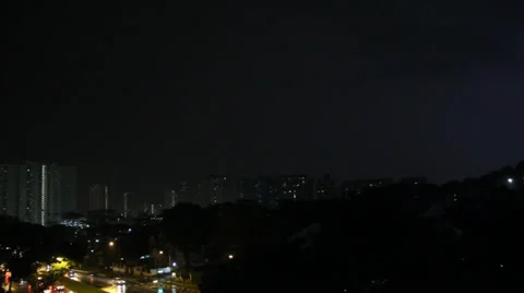 Lightning strikes in the city Stock Footage 32455184