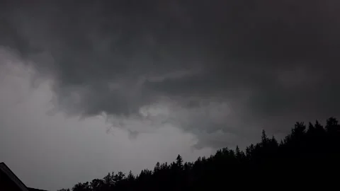 Lightning strikes during summertime thunder storm in Sweden Stock Footage 135032668