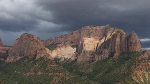 Lightning strikes during a thunderstorm at Kolob fingers Zion Nat. park 7-30-22 Stock Footage 224406363