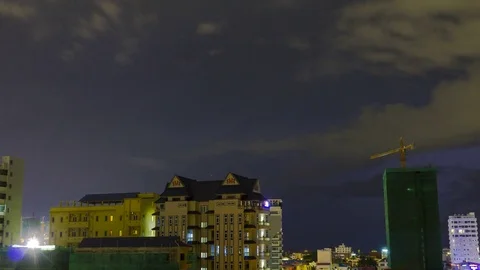 Lightning strikes during a thunderstorm In Phnom Penh city, capital of Cambodia 動画素材 77545739